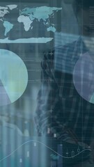 Poster - Animation of data processing over caucasian businessman