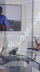 Poster - Animation of statistics and data processing over diverse business people