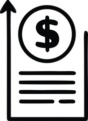 Poster - Simple hand drawn illustration of a rising graph with a dollar sign coin at the top representing financial growth