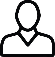 Poster - Simple black outline icon of a person s head and shoulders against a white background