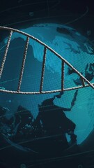 Poster - Animation of dna strand over globeand data processing