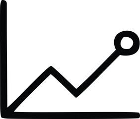 Fototapete - Simple hand drawn graph showing an upward trend with a circle at the end of the line representing data or a target
