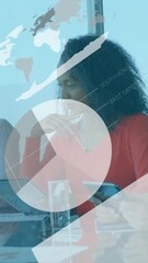 Poster - Animation of financial data processing over diverse business people in office