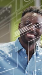 Poster - Animation of digital data processing over african american businessman in office