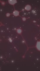 Poster - Molecular structures and glowing particles, scientific animation over dark background