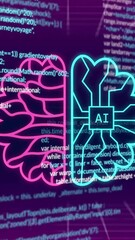 Poster - Animation of data processing over brain with ai chat