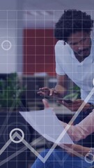 Poster - Animation of data processing over diverse business people in office