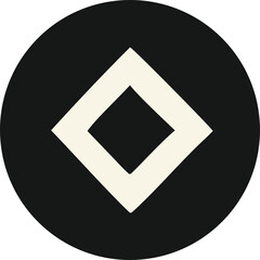 Fototapete - Minimalist geometric design featuring a cream colored diamond shape centered within a solid black circular background with subtle texture