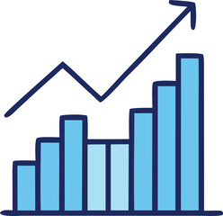 Poster - Simple hand drawn bar chart with a rising arrow indicating positive growth and increasing success over time