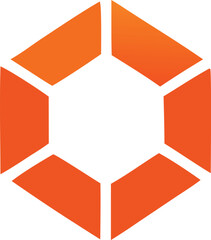Aufkleber - Abstract hexagonal logo design with vibrant orange segments and a clean white negative space in the center