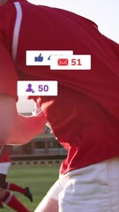 Aufkleber - Animation of icons and data processing over diverse rugby players