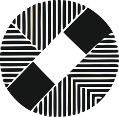Aufkleber - Abstract circular design featuring black and white geometric patterns with subtle cream accents creating a modern and sophisticated visual