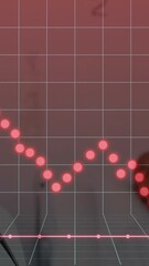 Poster - Smiling doctor with stethoscope, red stock market graph animation over background