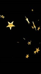 Poster - Falling golden stars animation on black background