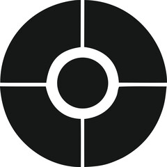 Fototapete - Abstract geometric design featuring a black circle divided into four quadrants by white lines with a central white ring and black circle
