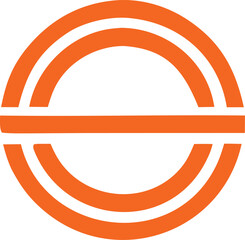 Poster - Abstract orange and white circular design with a horizontal stripe dividing the two halves