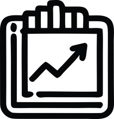 Poster - Hand drawn clipboard icon with an upward trending graph indicating growth and progress in business or finance