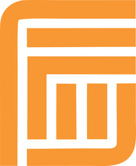 Aufkleber - Abstract geometric design featuring bold orange shapes and clean white negative space creating a modern and minimalist visual