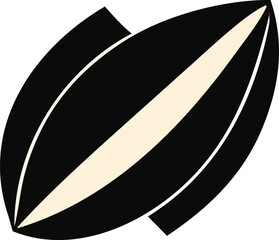 Aufkleber - Abstract black and cream oval shape with a central cream stripe and curved outer edges against a white background