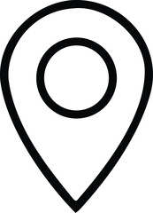 Poster - A simple black and white outline of a location pin icon representing a point of interest or a destination marker