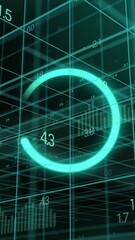 Poster - Animation of numbers and ai data processing over grid and dark background