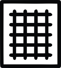 Poster - Simple black grid pattern with rounded corners inside a square border representing a basic structure or enclosure