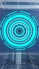 Poster - Animation of screens with data processing and mathematical equations against computer server room