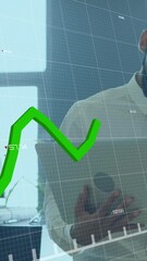 Poster - Animation of financial data processing over diverse business people in office