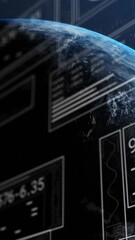 Poster - Animation of graphs, changing numbers loading bars, circles over globe against abstract background
