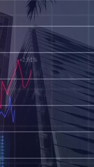 Poster - Animation of multiple graphs with changing numbers over low angle view of buildings against sky
