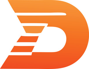 Poster - Abstract orange and white graphic design with a stylized letter d and layered horizontal stripes creating a dynamic visual