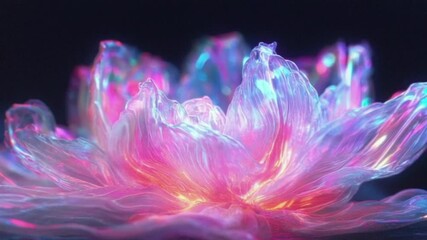 Wall Mural - Seamless Looping Video Crystal Flower Neon Petals
