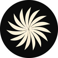Poster - Abstract cream colored petal like shapes radiating from a central point against a textured black circular background