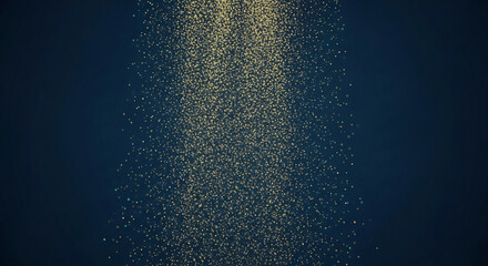 Poster - Golden sparkles falling on dark-blue background, creating a glittering, elegant effect, ideal for celebratory or luxurious designs, free space for text