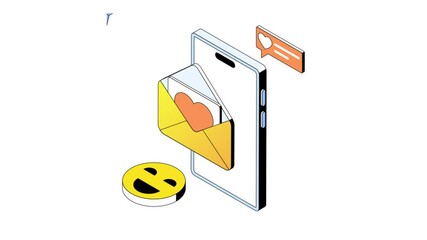 Fototapete - Love Chatting On Mobile isometric animation MP4