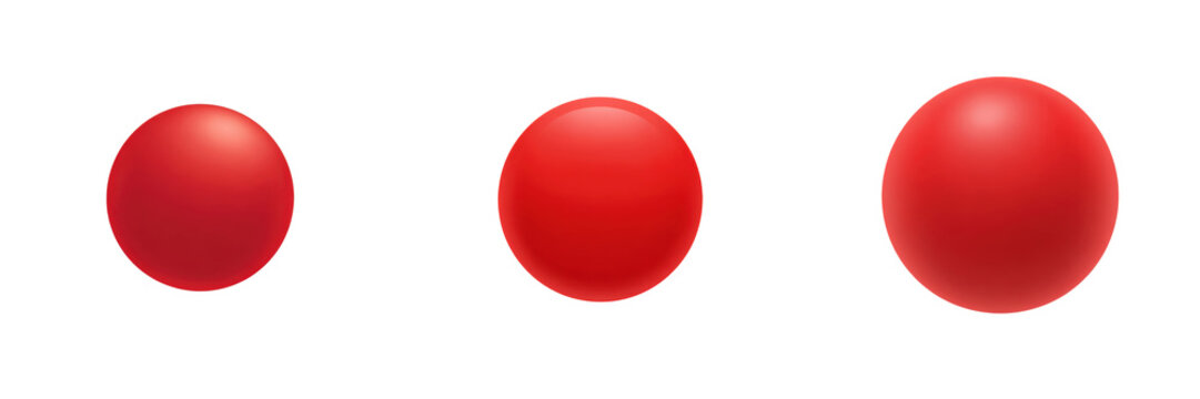 Three red ellipsoids lined up in increasing size against black background
