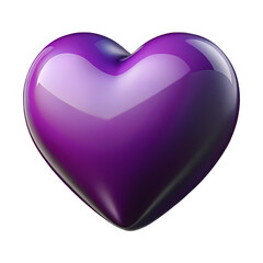 Leinwandbilder - Glossy Purple Heart Shape with Smooth Surface and Reflections on Transparent Background