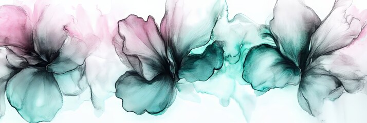 Poster - Beautiful Watercolor Blossom Arrangement with Delicate Flowers for Banners and Artistic Backgrounds