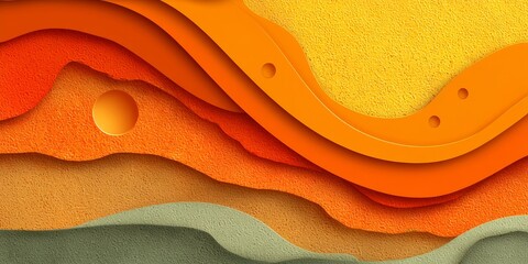 Poster - Vibrant Abstract Paper Art Design Featuring Dynamic Textures, Energetic Waves, and Warm Amber Hues