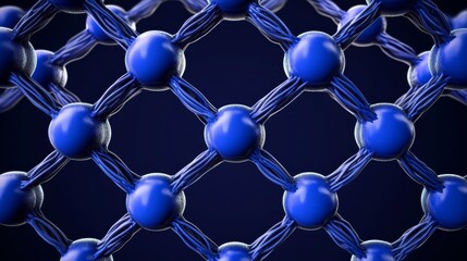 Poster - Interconnected Spheres and Lines on Dark Blue Background for Global Data Communication Network.
