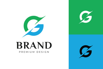 Aufkleber - Abstract Vector Letter G Logo Design with a dynamic diagonal cut for Brand Identity, business identity, premium product packaging, and creative marketing symbol.