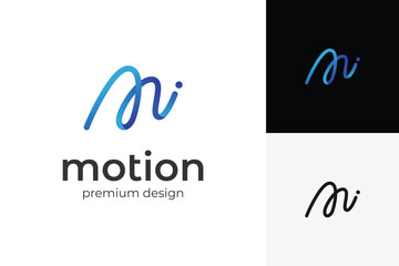 Aufkleber - Abstract letter m media digital logo icon design. motion graphic vector logo template. M logo in a smooth blue gradient style