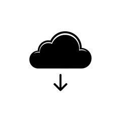 Fototapete - Vector art of a black cloud with a downward arrow isolated on white background