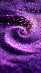 Poster - Luxurious Purple Swirl with Glittering Particles and Shimmering Bokeh in Dark Cosmos Background