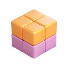 Wall Mural - 3d stacked cubes with rounded edges isolated on transparent background