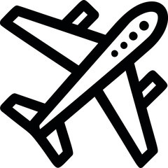 Poster - Black and white airplane icon symbolizing travel and aviation concept