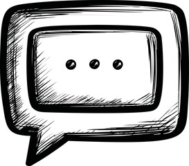 Poster - Black and white sketch of a speech bubble with three dots, minimalist design