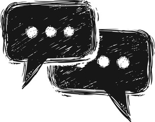 Leinwandbilder - Black and white sketch of two speech bubbles with dot indicators
