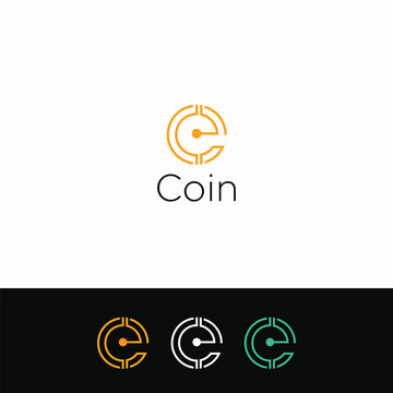 Connection C Letter Logo Design,  creative c letter logo vector template . coin logo