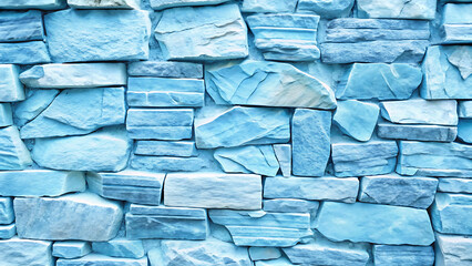 Poster - A captivating close up of a light blue stone wall with varying shapes and sizes of individual stones